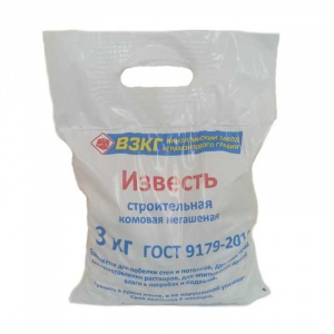 Известь негашеная комовая, 3 кг