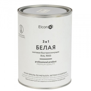 Грунт-эмаль по ржавчине 3 в 1 Elcon белая матовая 0,8 кг