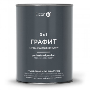 Грунт-эмаль по ржавчине 3 в 1 Elcon графит матовая 0,8 кг