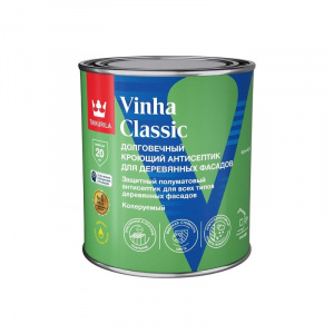 Антисептик кроющий для деревянных фасадов Tikkurila vinha classic белый полуматовый 0,9л