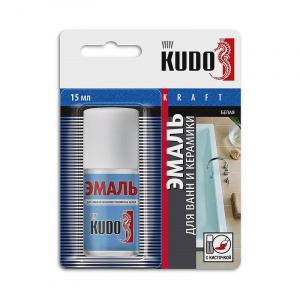 Эмаль ремонтная для ванн и керамики с кисточкой Kudo белая 15мл