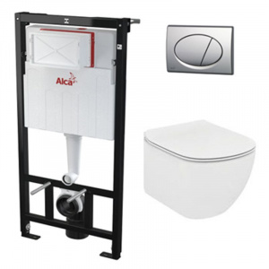 Комплект инсталляция Alcaplast 3 в 1 с унитазом Ideal Standard Tesi Aquablade (4143762)