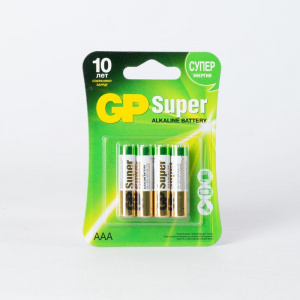 Батарейки алкалиновые GP Super Alkaline 24А ААA - 4 шт. в пленке