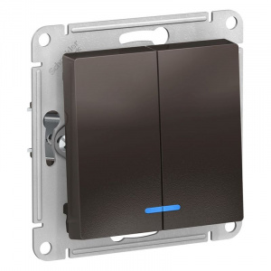 Механизм выключателя двухклавишный с подсветкой AtlasDesign мокко IP20 Systeme Electric