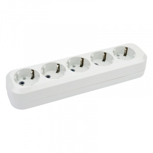 Колодка 5 гнезд с заземлением 16А 250В IP20 белая TDM