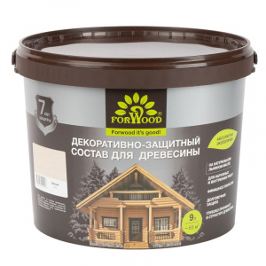 Состав декоративно-защитный для древесины Forwood белый полуматовый 9л