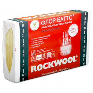 Утеплитель Rockwool Флор Баттс 125 кг/м³ 37λ (1000х600х50мм) 4 шт/уп