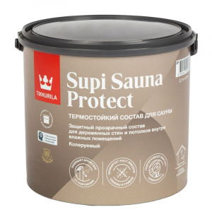 Состав защитный для стен и потолков во влажных помещениях Supi Sauna полуматовый 2,7л