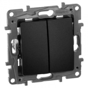 Механизм выключателя двухклавишный Etika антрацит IP20 Legrand
