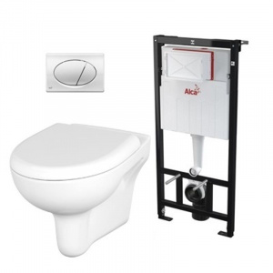 Комплект инсталляция Alcaplast 3 в 1 с унитазом Cersanit Nature New Clean On (4148225)