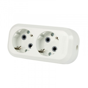 Колодка 2 гнезда с заземлением 16А 250 В IP20 белая TDM