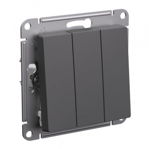 Механизм выключателя трехклавишный AtlasDesign базальт IP20 Systeme Electric