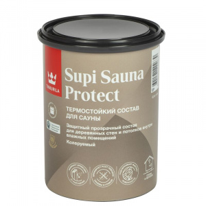 Состав защитный для стен и потолков во влажных помещениях Supi Sauna полуматовый 0,9л
