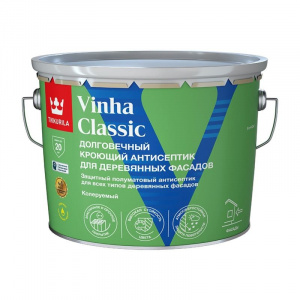 Антисептик кроющий для деревянных фасадов Tikkurila vinha classic белый полуматовый 9л