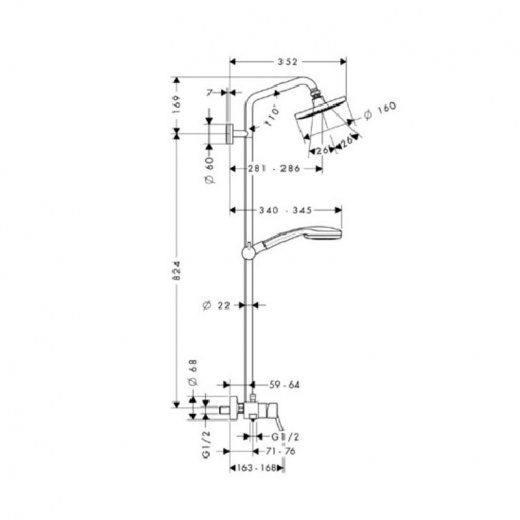Душевая система Hansgrohe Croma 100 27154000