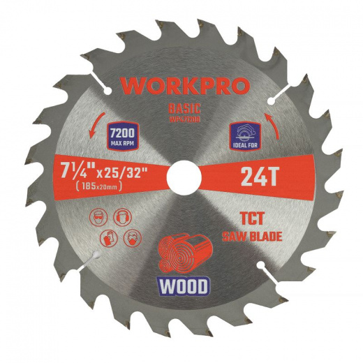 Пила циркулярная Workpro 185 мм 1700Вт