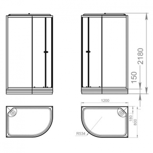 Душевая кабина Domani-Spa Delight Slim 128 R низкий поддон 120х80х218 см черные стекла