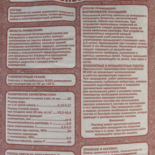 Пескобетон Rezolit М-300, 25 кг