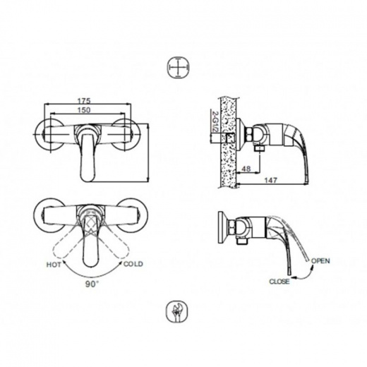 Смеситель Bravat Fit для душа F9135188CP-01-RUS