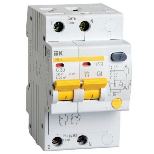 Автоматический выключатель диф. тока 2п C 32А IEK MAD10-2-032-C-030