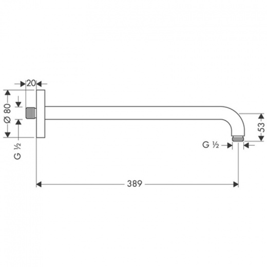 Кронштейн для верхнего душа Hansgrohe 27413000 38,9 см