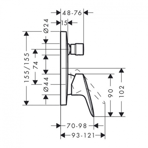 Смеситель для ванны Hansgrohe Logis 71405000 к Ibox Universal