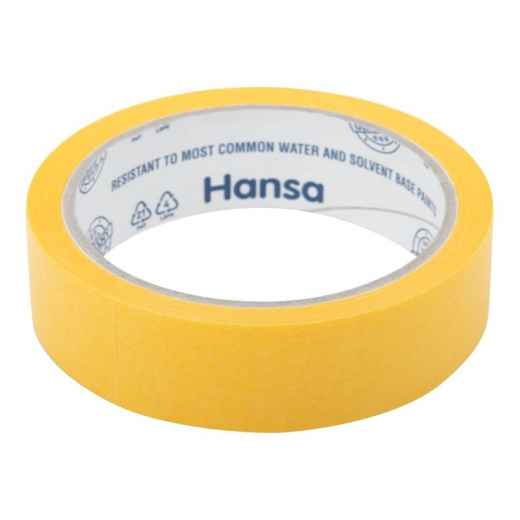 Лента малярная 25ммx25м Washi для точных краев желтая Hansa