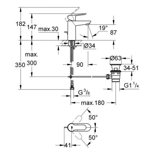 Смеситель для раковины Grohe BauEdge 23328000