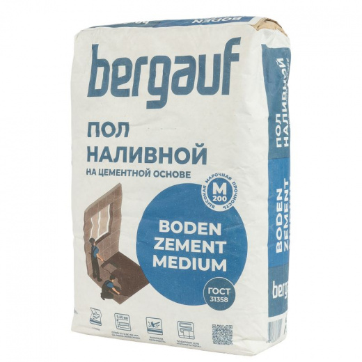 Пол наливной Bergauf Boden Zement Medium универсальный 20 кг