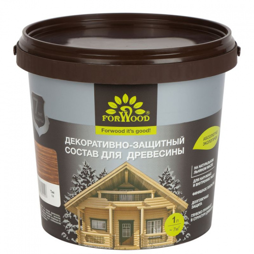 Состав декоративно-защитный для древесины Forwood тик полуматовый 1л