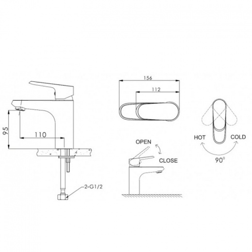 Смеситель Bravat Pure для раковины F1105161C