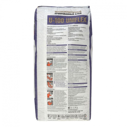 Клей для плитки Unis Uniflex U-100 C2TE 25 кг