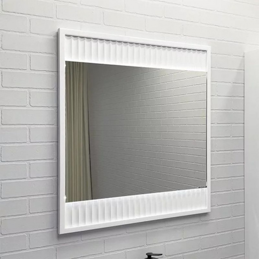 Зеркало Comforty Марсель белое матовое с LED подсветкой 750х800 мм