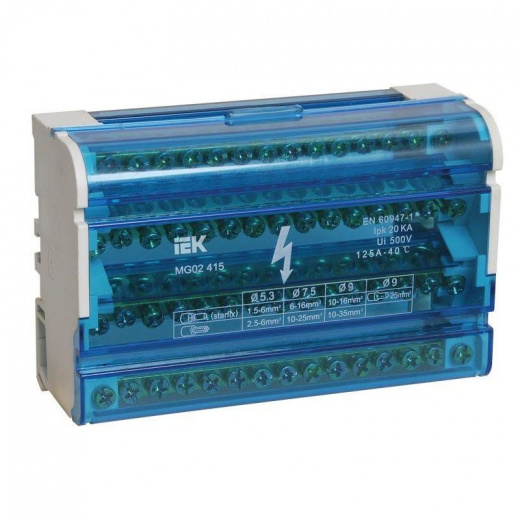 Шина на DIN-рейку в корпусе (кросс-модуль) ШНК 4х15 3L+PEN IEK