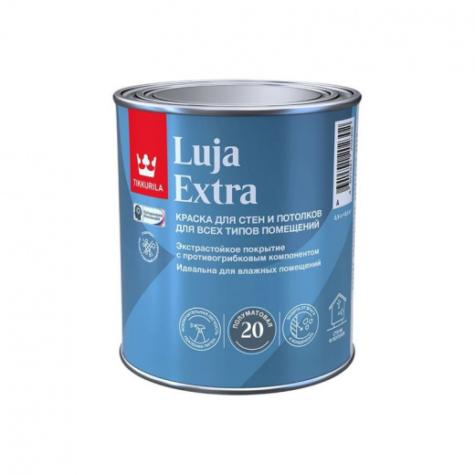 Краска для влажных помещений Tikkurila Luja Extra бесцветная матовая база С 0,9 л