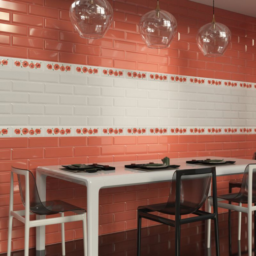 Декор 100х300мм Metro Rosso white 01 Gracia Ceramica