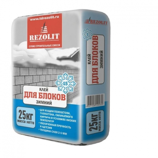 Клей для ячеистых блоков Rezolit зимний, 25 кг