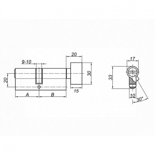 Механизм цилиндровый Palladium ZN 80 C BK SN