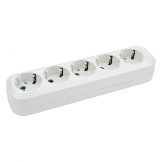 Колодка 5 гнезд с заземлением 16А 250В IP20 белая TDM