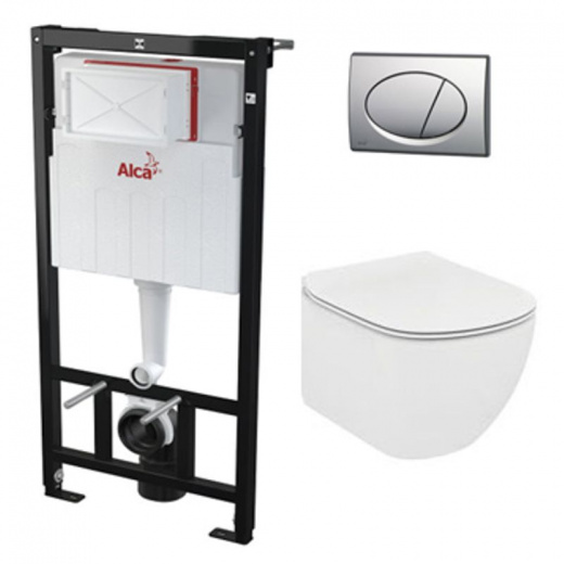 Комплект инсталляция Alcaplast 3 в 1 с унитазом Ideal Standard Tesi Aquablade (4143762)
