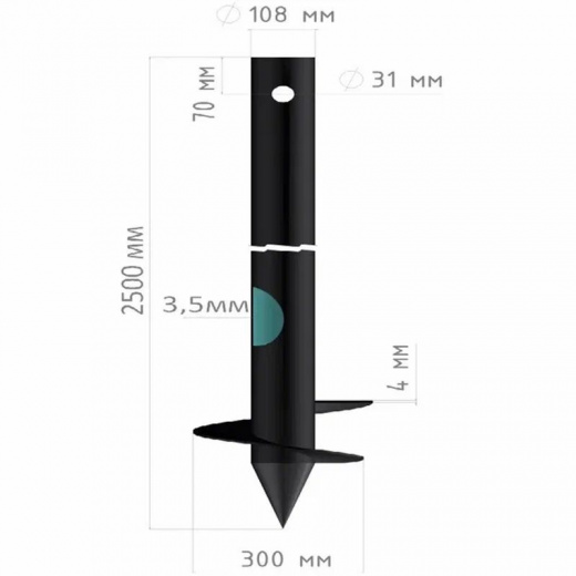 Свая винтовая 108/300х2500 мм БЗВС