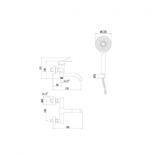 Смеситель для ванны Fmark FS8206Q графит