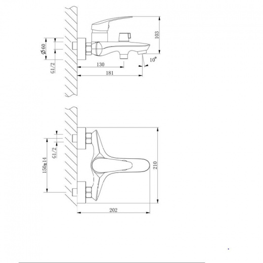 Смеситель для ванны с коротким изливом, хром LEMARK Линара LM0414C