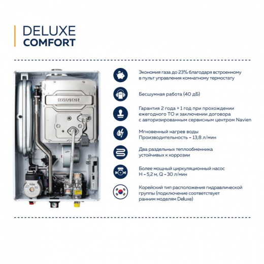 Котел газовый Navien Deluxe С 13кВт двухконтурный настенный