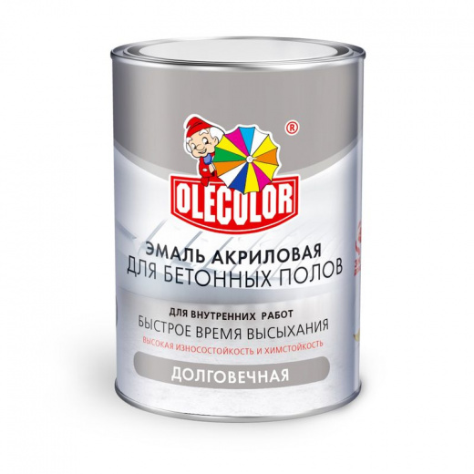 Эмаль акриловая для бетонных полов Olecolor серая матовая 3,5кг
