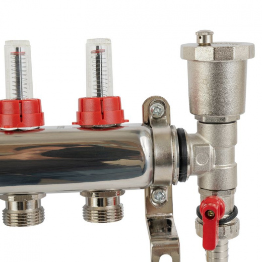 Коллекторная группа Altstream 1" евроконус 3/4" на 4 выхода с расходомерами