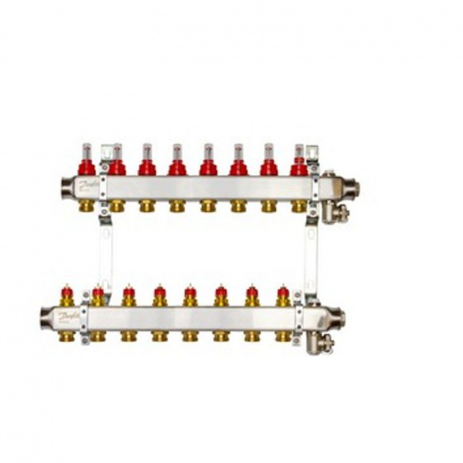 Комплект коллекторов с расходомерами и кронштейнами, 1" SSM-8F 3/4" Danfoss 088U0958