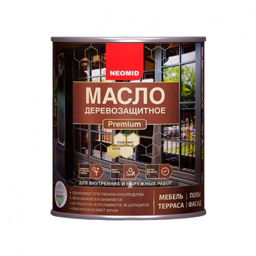 Масло деревозащитное с воском Neomid premium бесцветный, 2 л