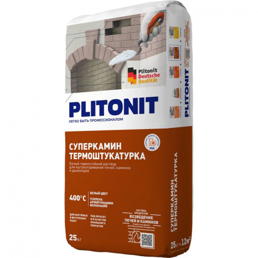 Штукатурка жаростойкая Plitonit СуперКамин ТермоШтукатурка 25 кг