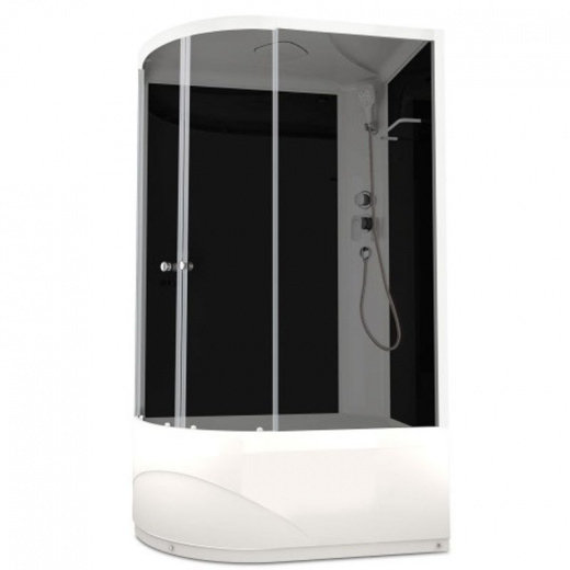 Душевая кабина Domani-Spa Delight Slim 128 R высокий поддон 120х80х218 см черные стекла